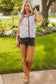 PRETTY BASH - Stripe Contrast Trim Snap Button Collared Vest: Brown Stripe / M