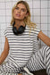 Stripe Round Neck Knit Top - Navy