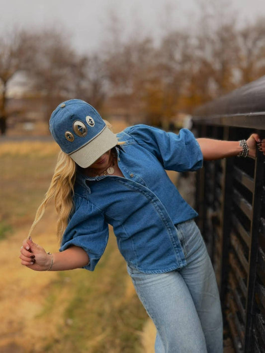 Two Tone Concho Trucker Hat