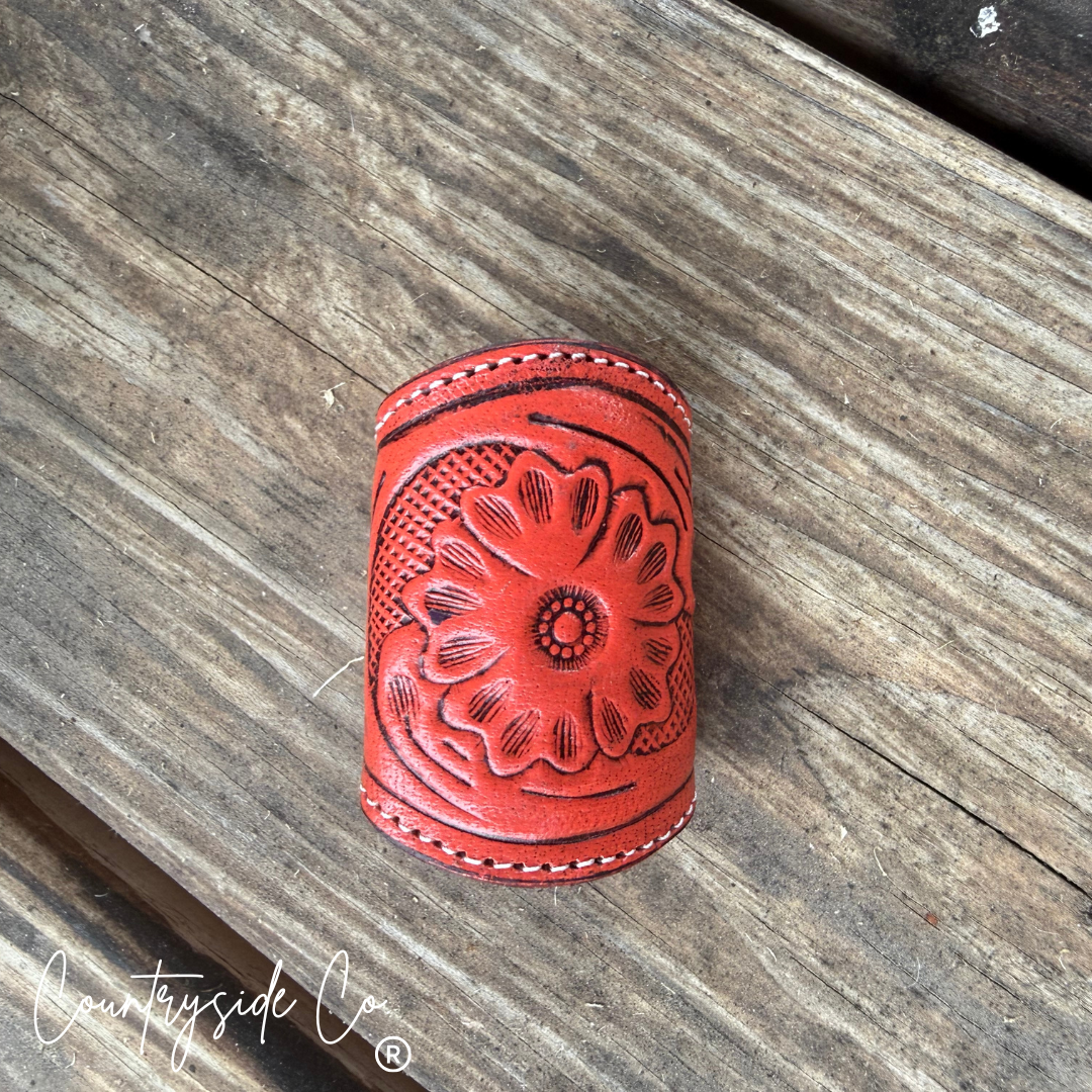 Countryside Co. - Tooled Leather Scarf Slides: Checkered