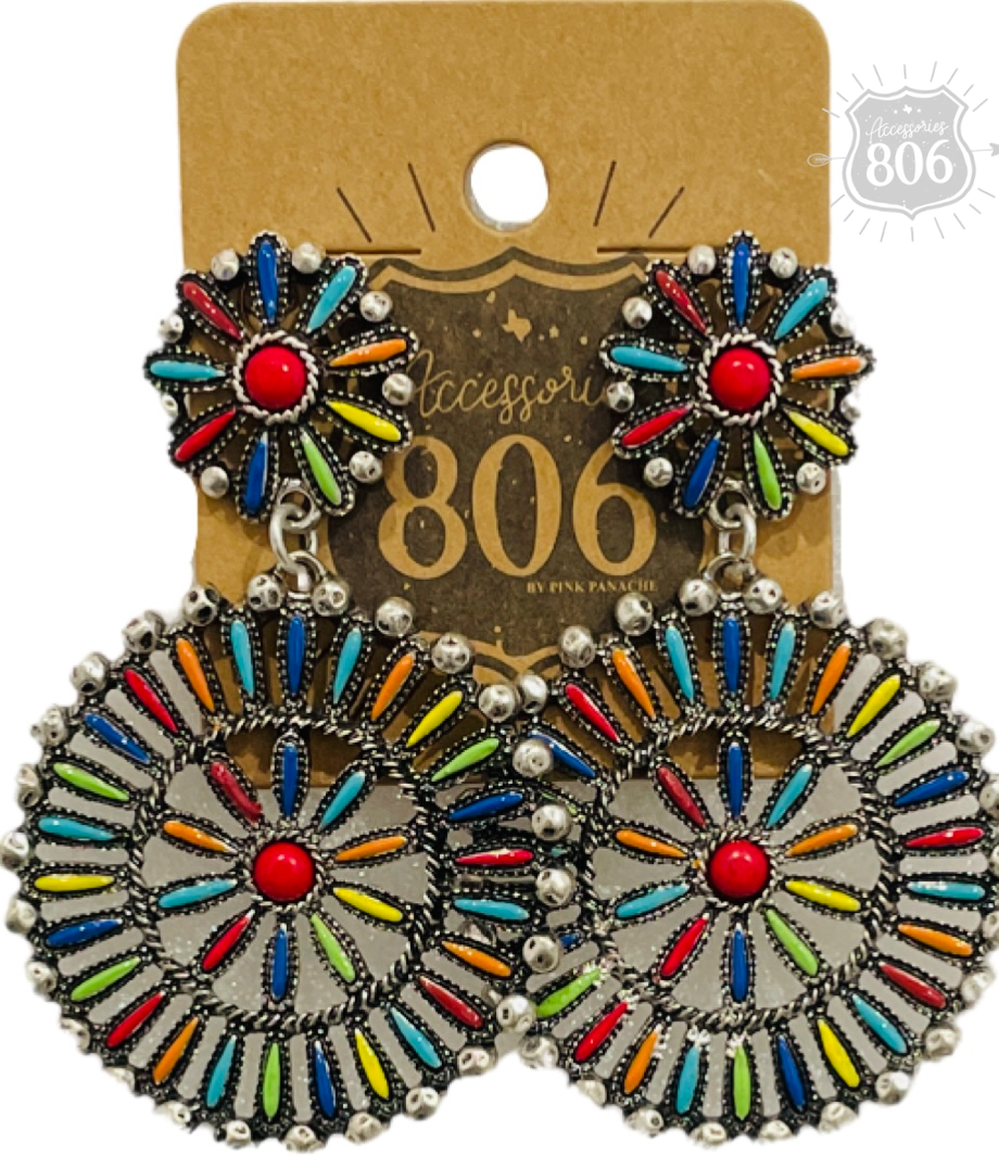 Pink Panache Brands - Southwest round earring: White