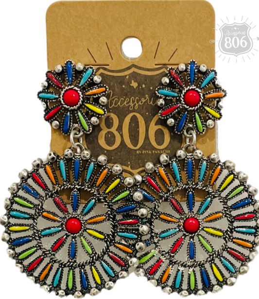 Pink Panache Brands - Southwest round earring: White