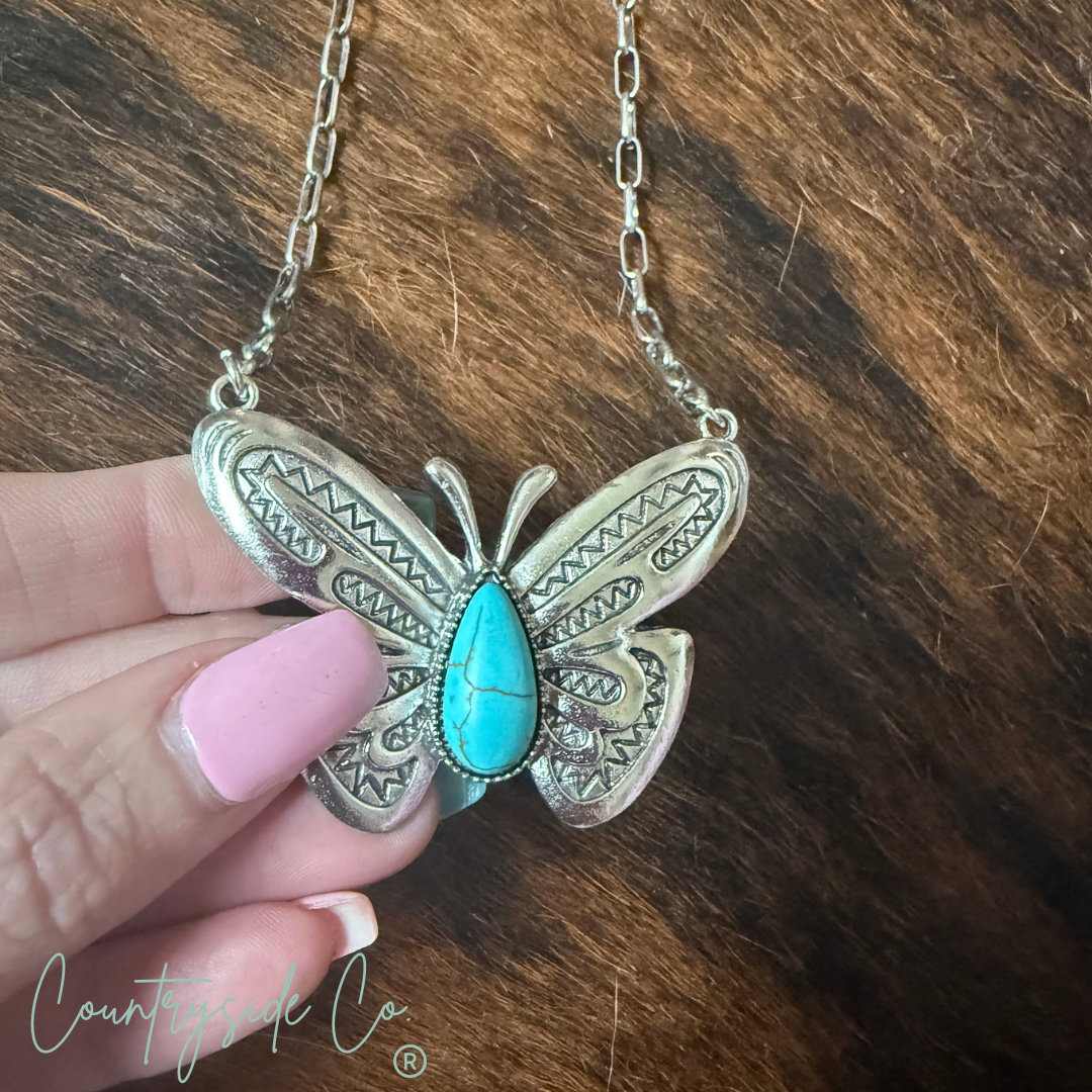 Countryside Co. - Butterfly with Turquoise Necklace