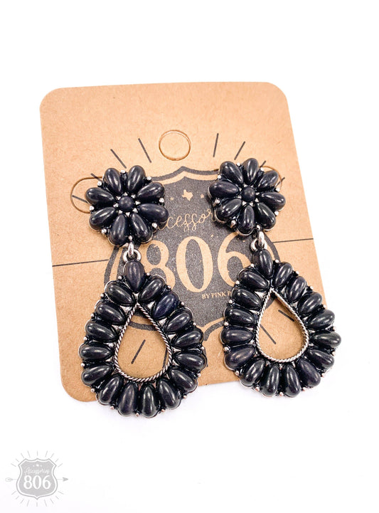 Pink Panache Brands - Western stone teardrop earring: White