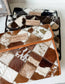 BOHO LUXE FOLDABLE travel makeup jewelry bag Genuine Cowhide: BROWN + WHITE