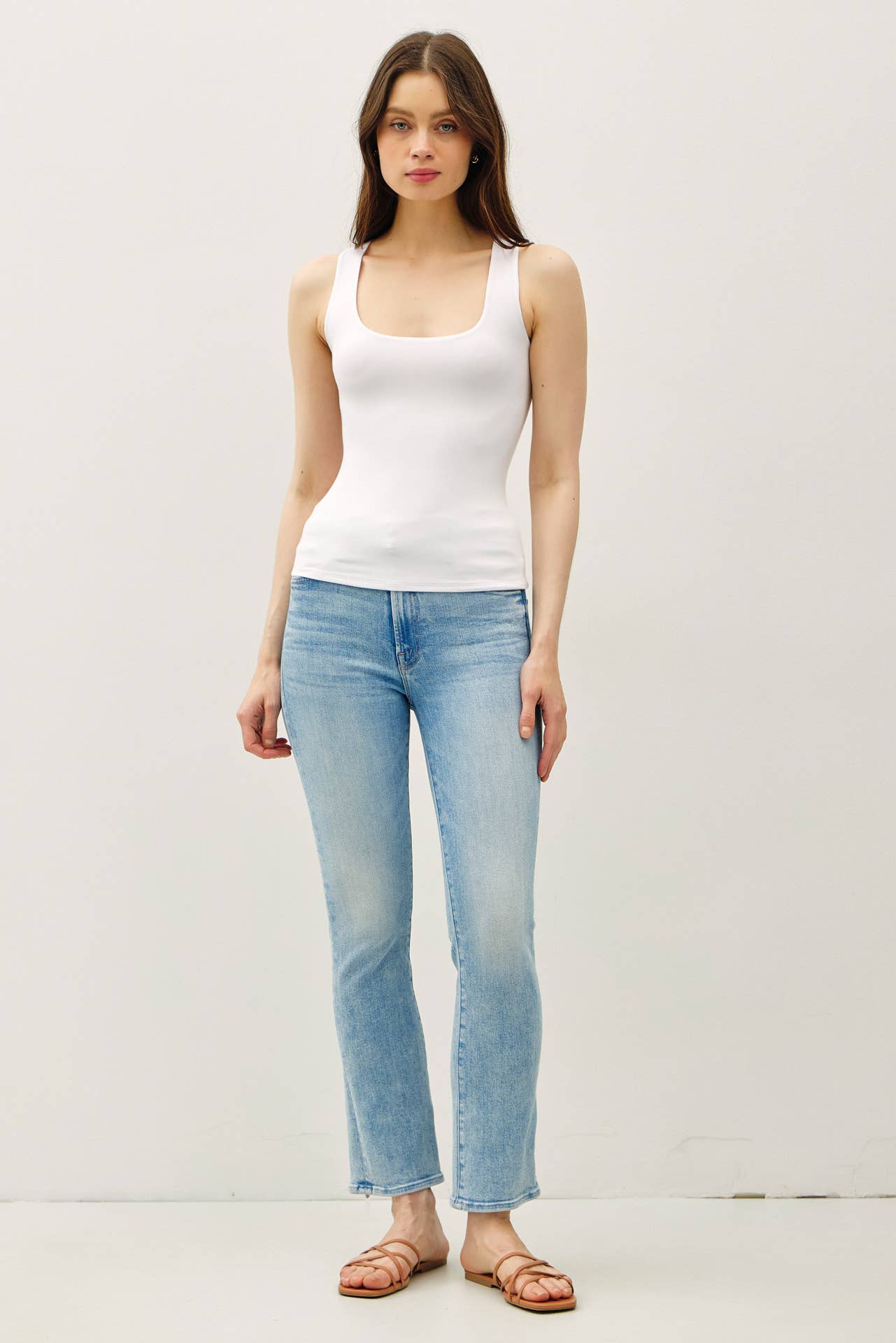Be Cool - Restock[SOFT CORE] DOUBLE LINED BASIC SQUARE NECK TANK : OFF WHITE / S