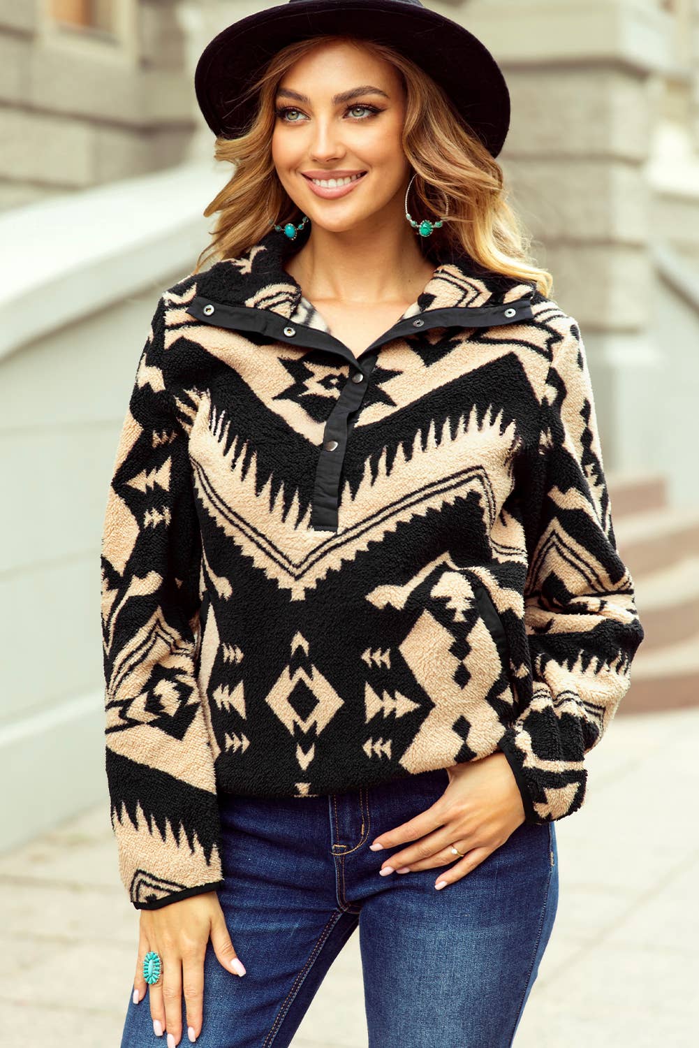 Western Half Zip Plush Sweatshirt