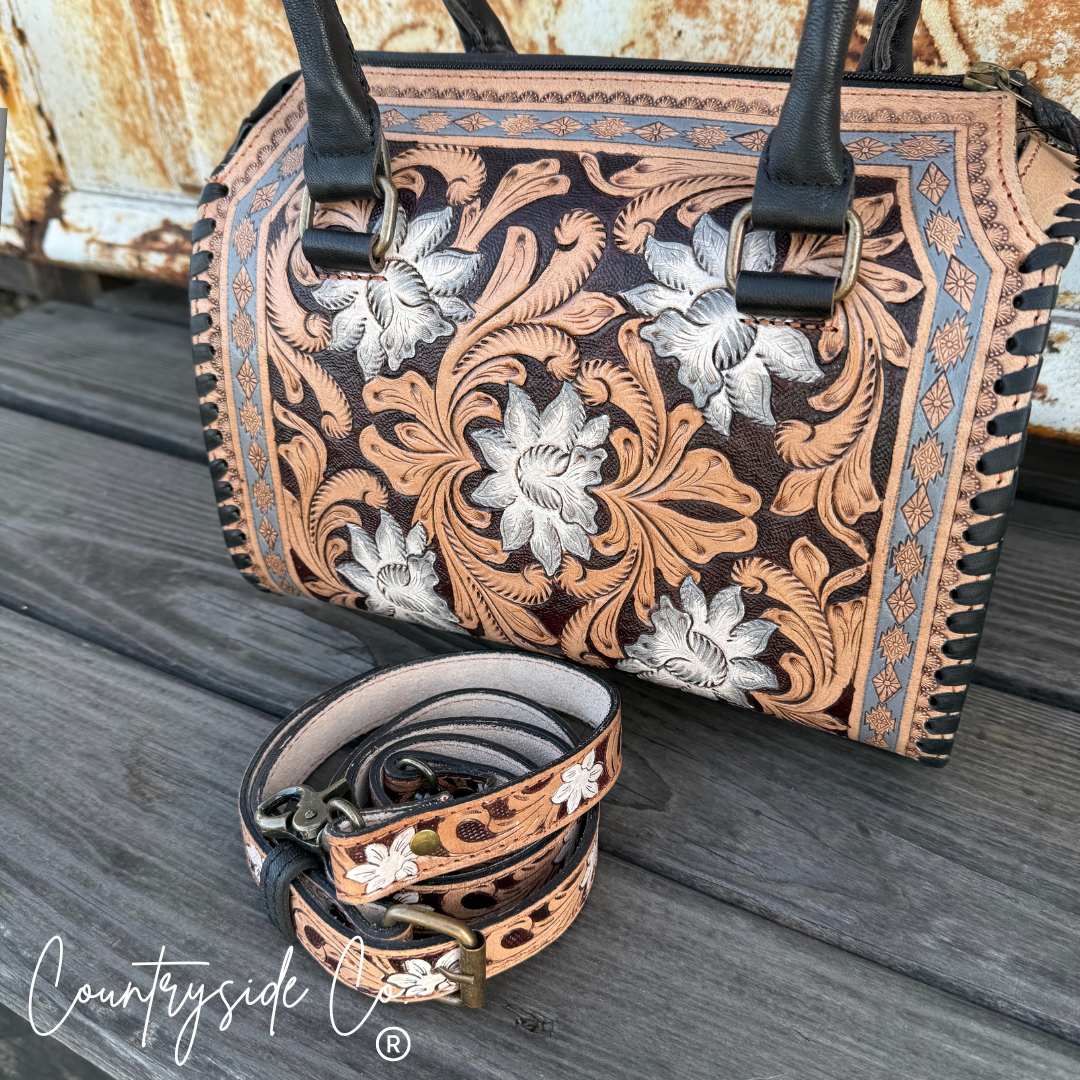 Countryside Co. - Milan Tooled Leather Decorated Speedy Bag