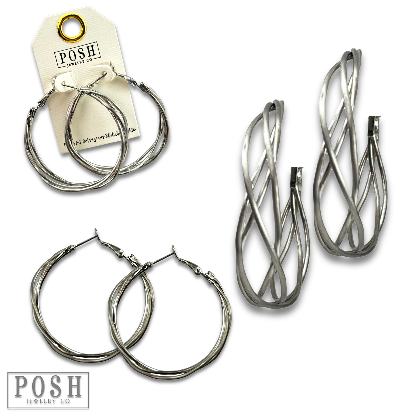 Pink Panache Brands - Cage wire hoop earring, last call: Silver