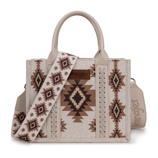 Wrangler Aztec Pattern Dual Sided Print -Tote/Crossbody -Beige