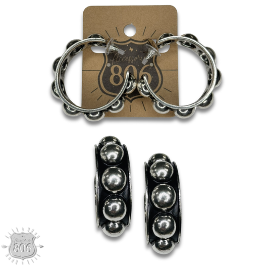 Pink Panache Brands - Western hoop earring: Silver