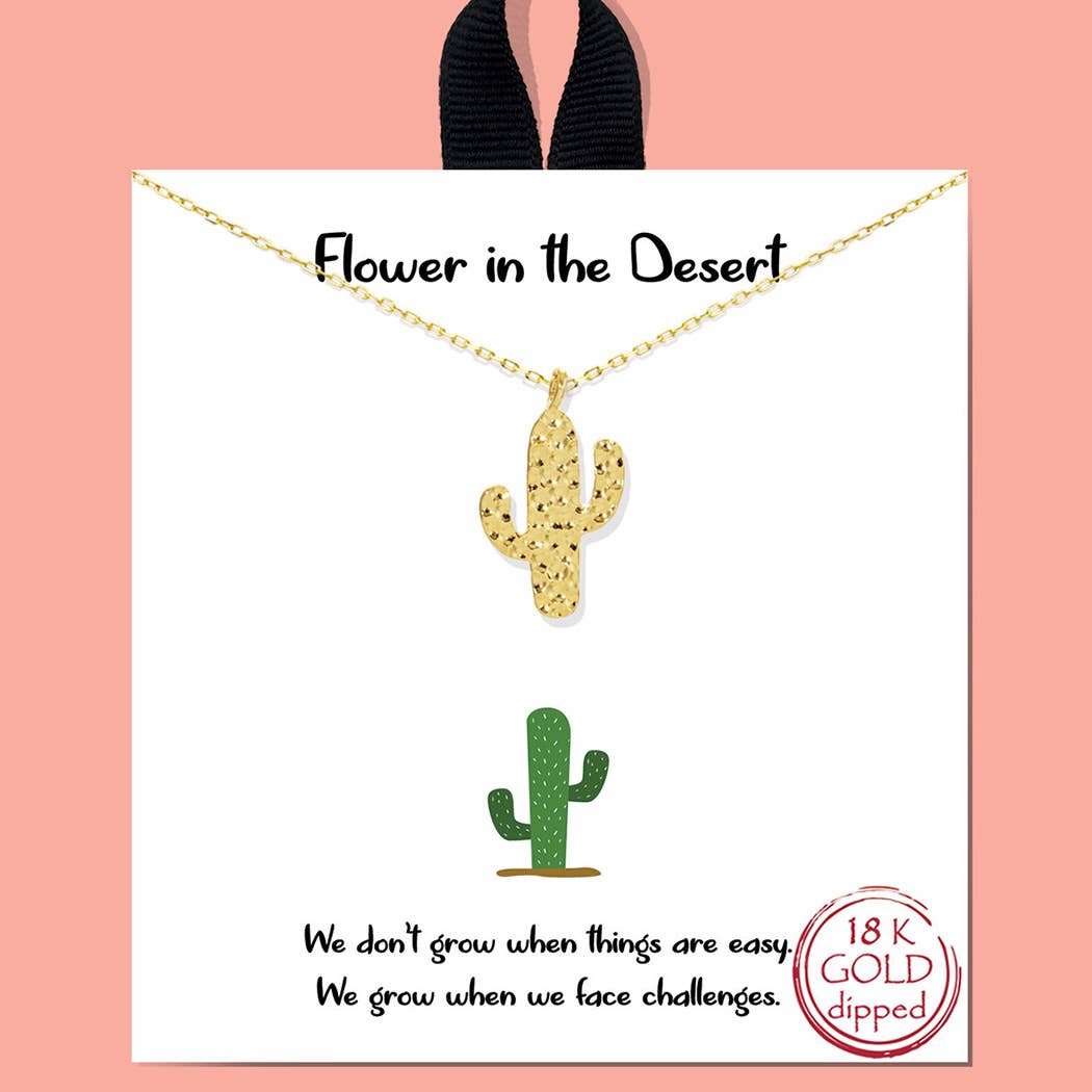 Gold-Dipped Cactus Charm Necklace: GD / ONE SIZE