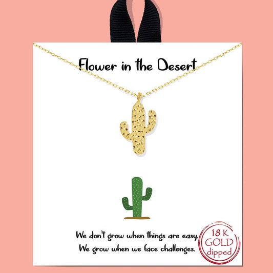 Gold-Dipped Cactus Charm Necklace: GD / ONE SIZE