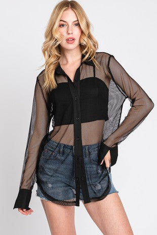 Fishnet Button Up Top