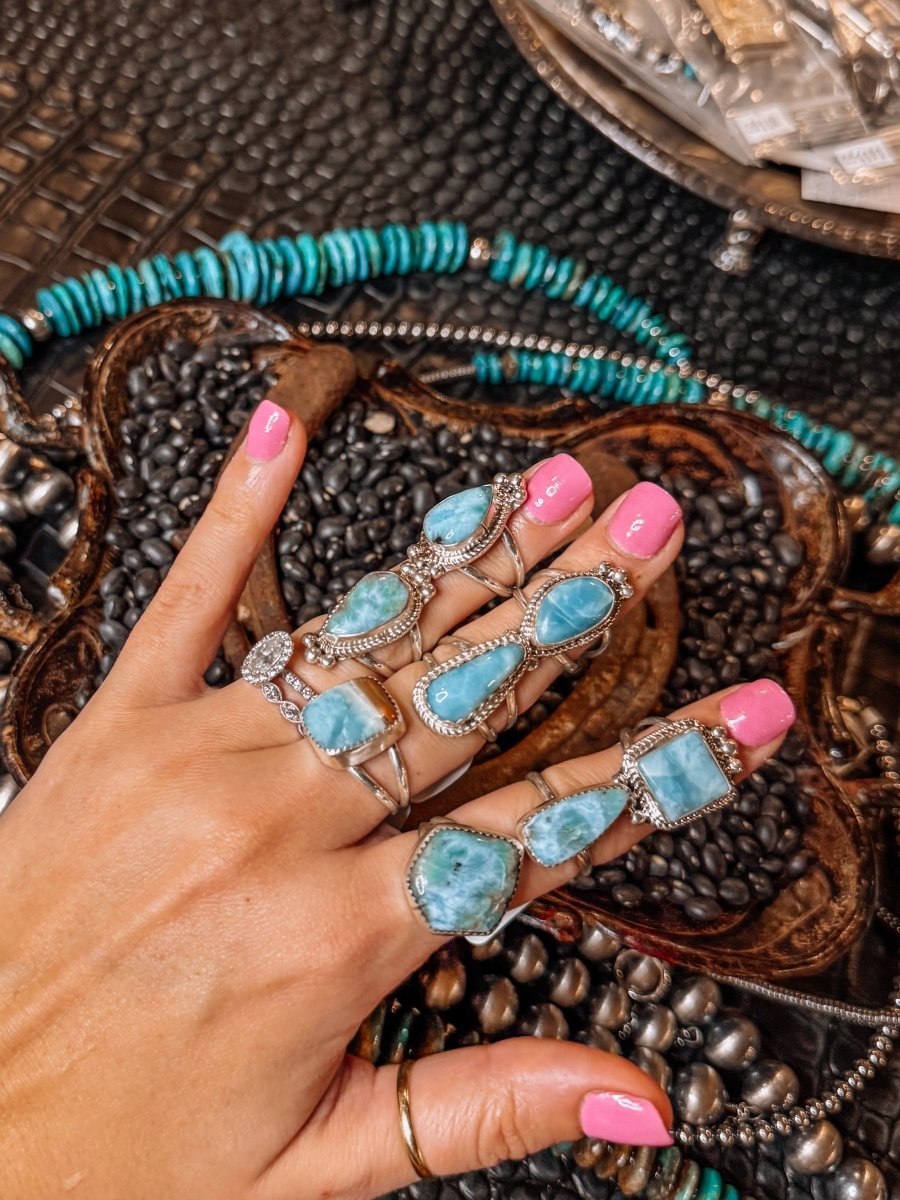 Blue Skies Larimar Rings
