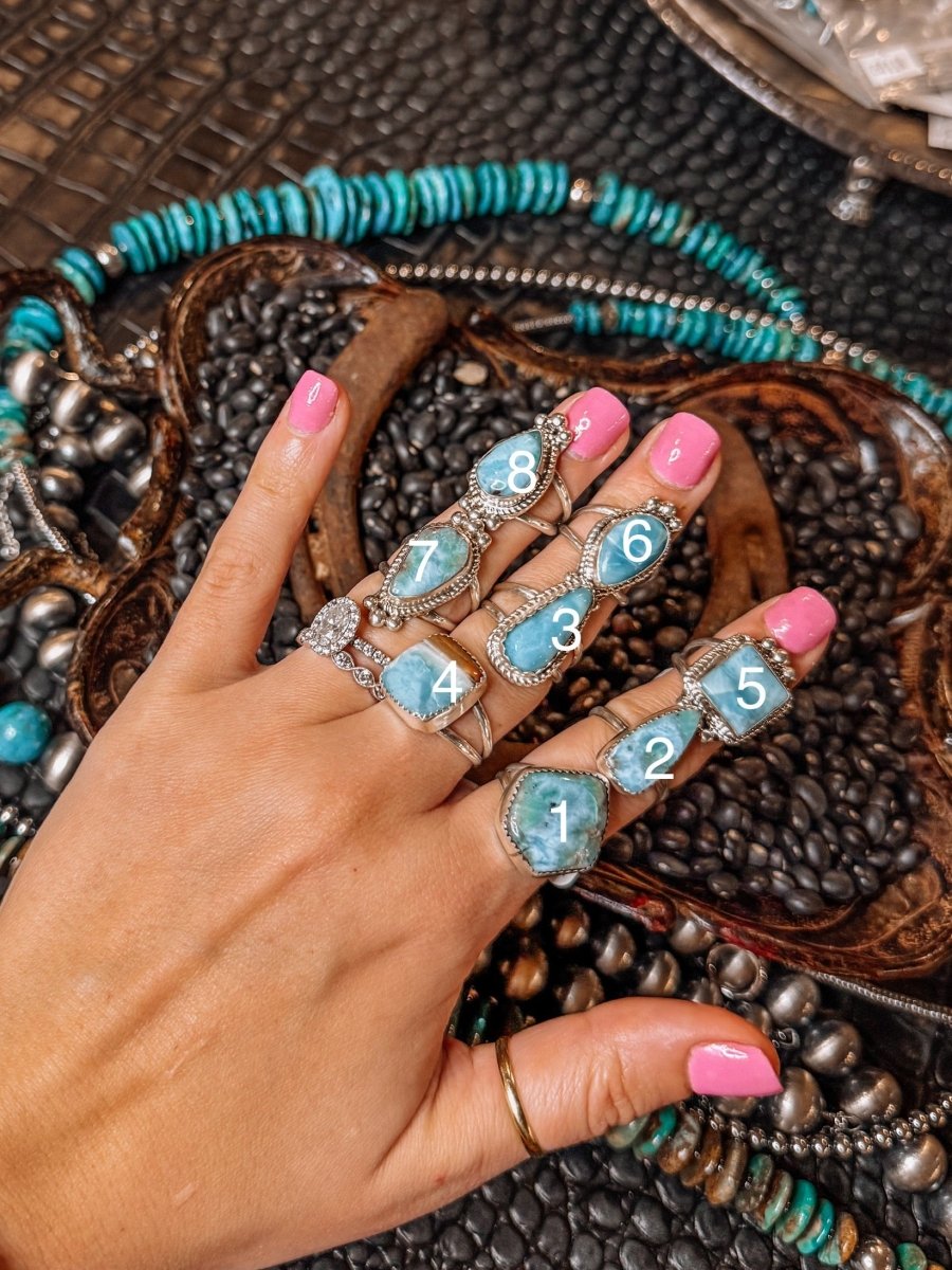 Blue Skies Larimar Rings