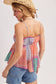 Bluivy - BOHO PATCHWORK PRINTE V-NECK TANK TOP: BLUE COMBO / S
