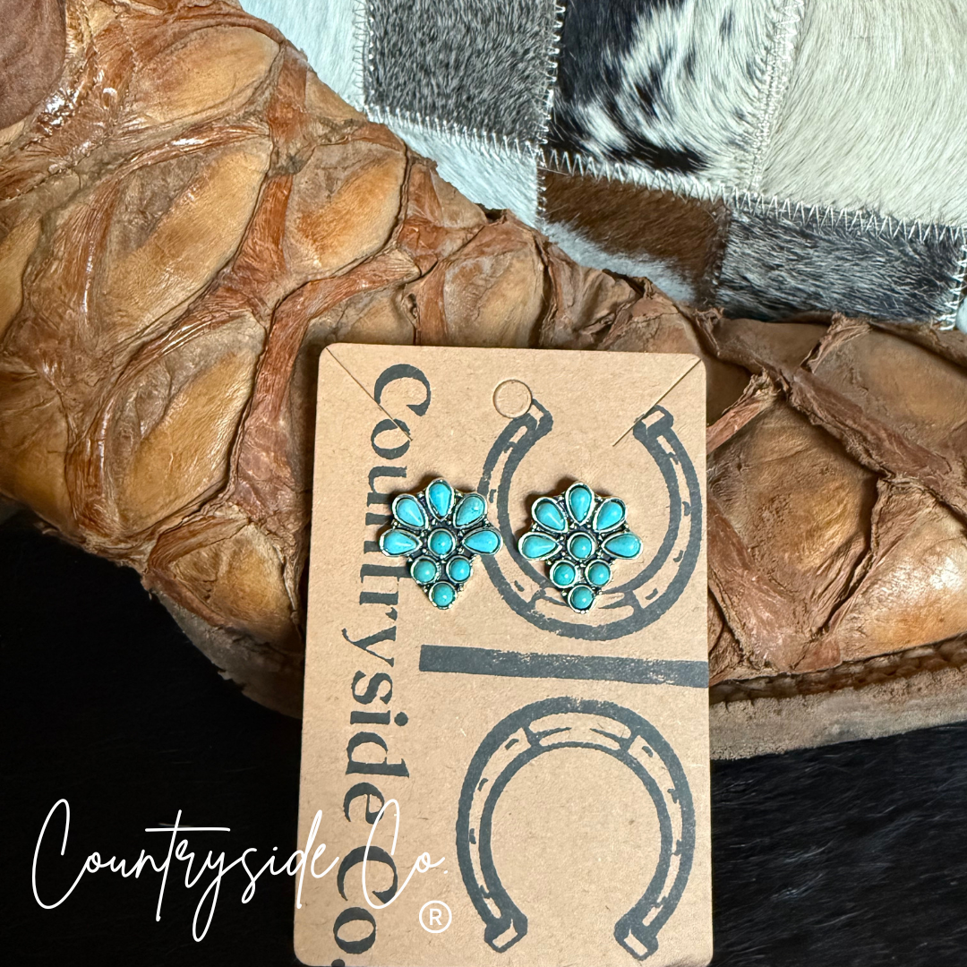 Countryside Co. - Turquoise Cluster Flower Stud Earring