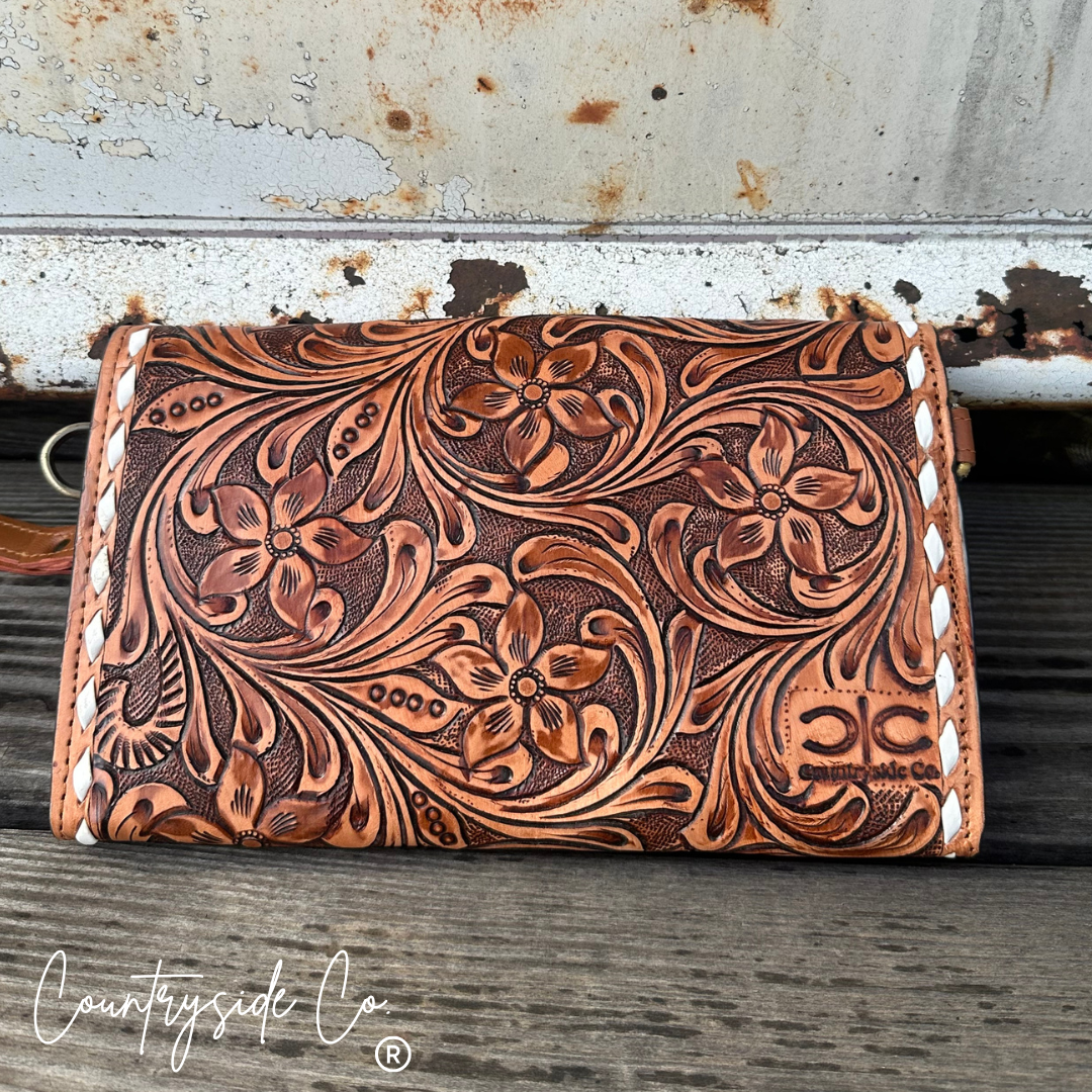 Countryside Co. - Stampede Double Horseshoe Tooled Leather Purse Crossbody