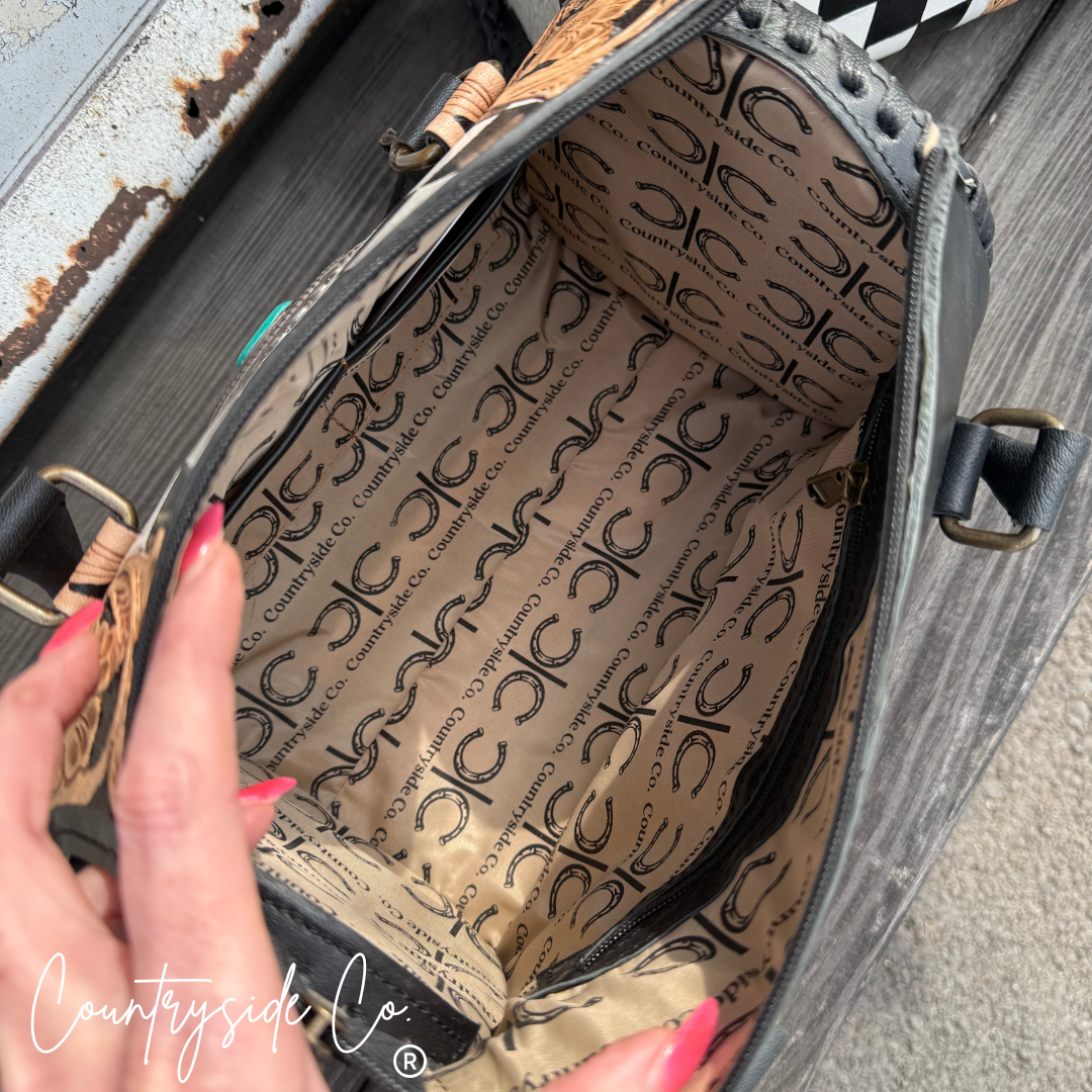 Sloane Deluxe Tooled Leather Checkered Speedy Bag