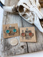 Western Flower Round Stud Earrings: TURQUOISE