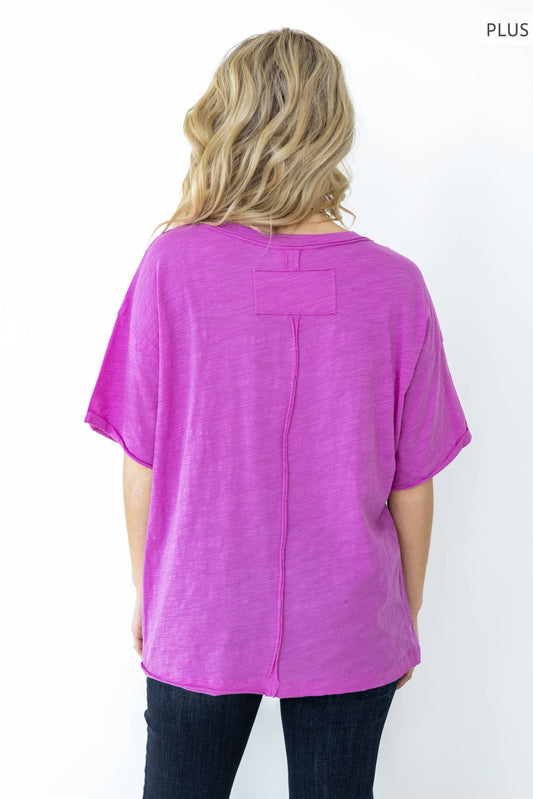Plus - Basic Short Sleeve Cotton Top