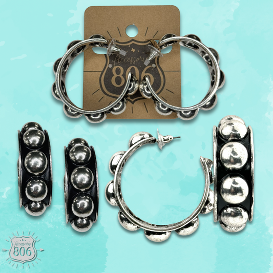 Pink Panache Brands - Western hoop earring: Silver