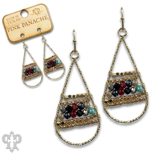 Wire wrapped beads teardrop earring, last call: Multicolor