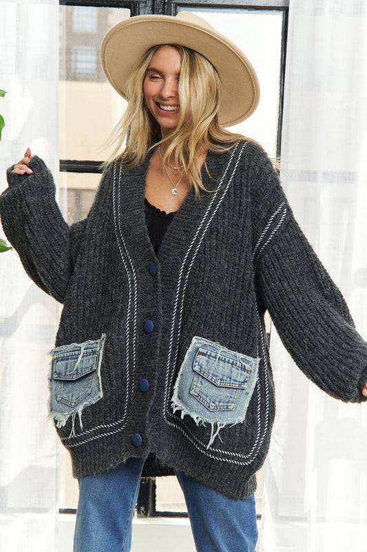 Denim Pocket Sweater