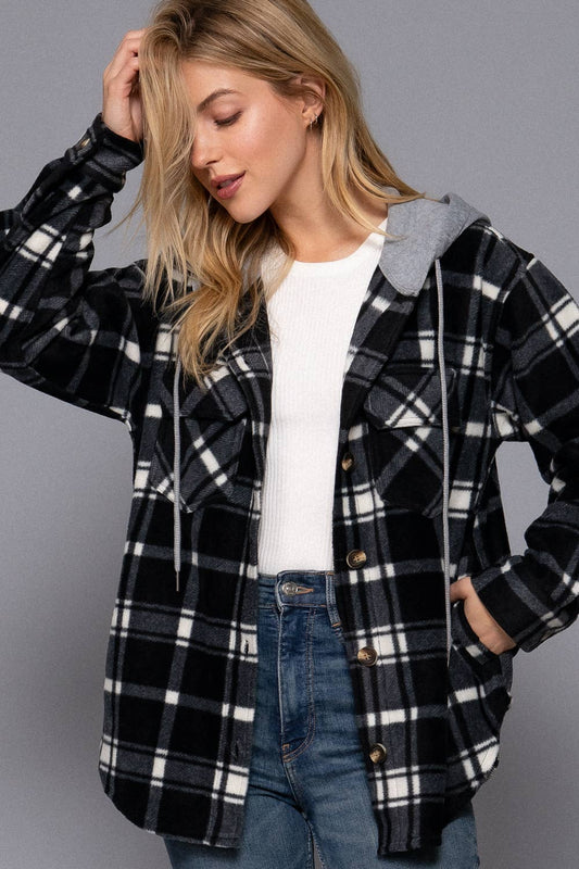 Plaid Hoodie Fleece Jacket