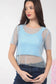 VERY J - NT11519-Jewel Fishnet Crochet Knit Top: Blue / SM-ML/3-3