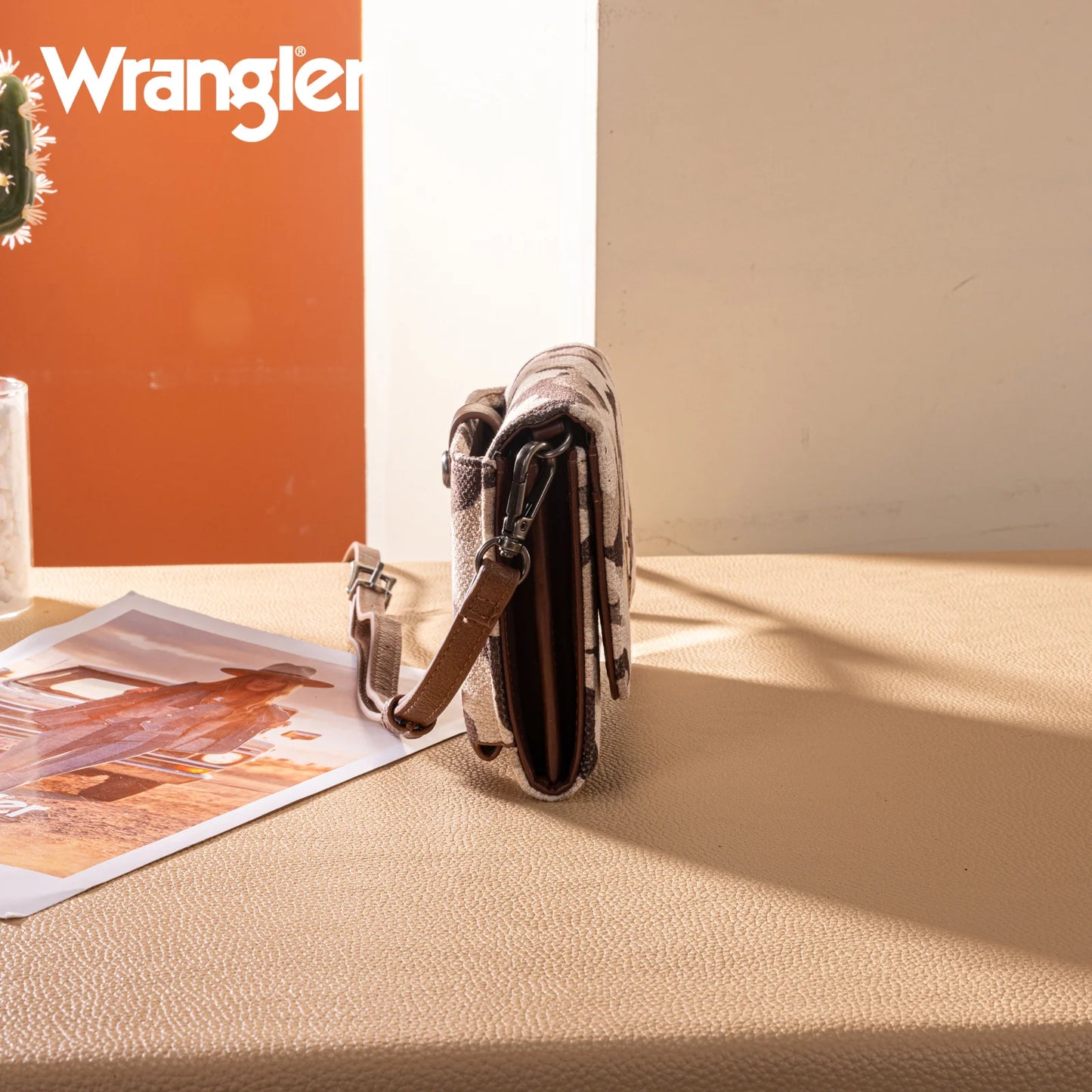 Wrangler Camo Print Canvas Clutch/Crossbody - Brown