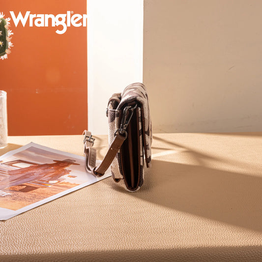 Wrangler Camo Print Canvas Clutch/Crossbody - Brown