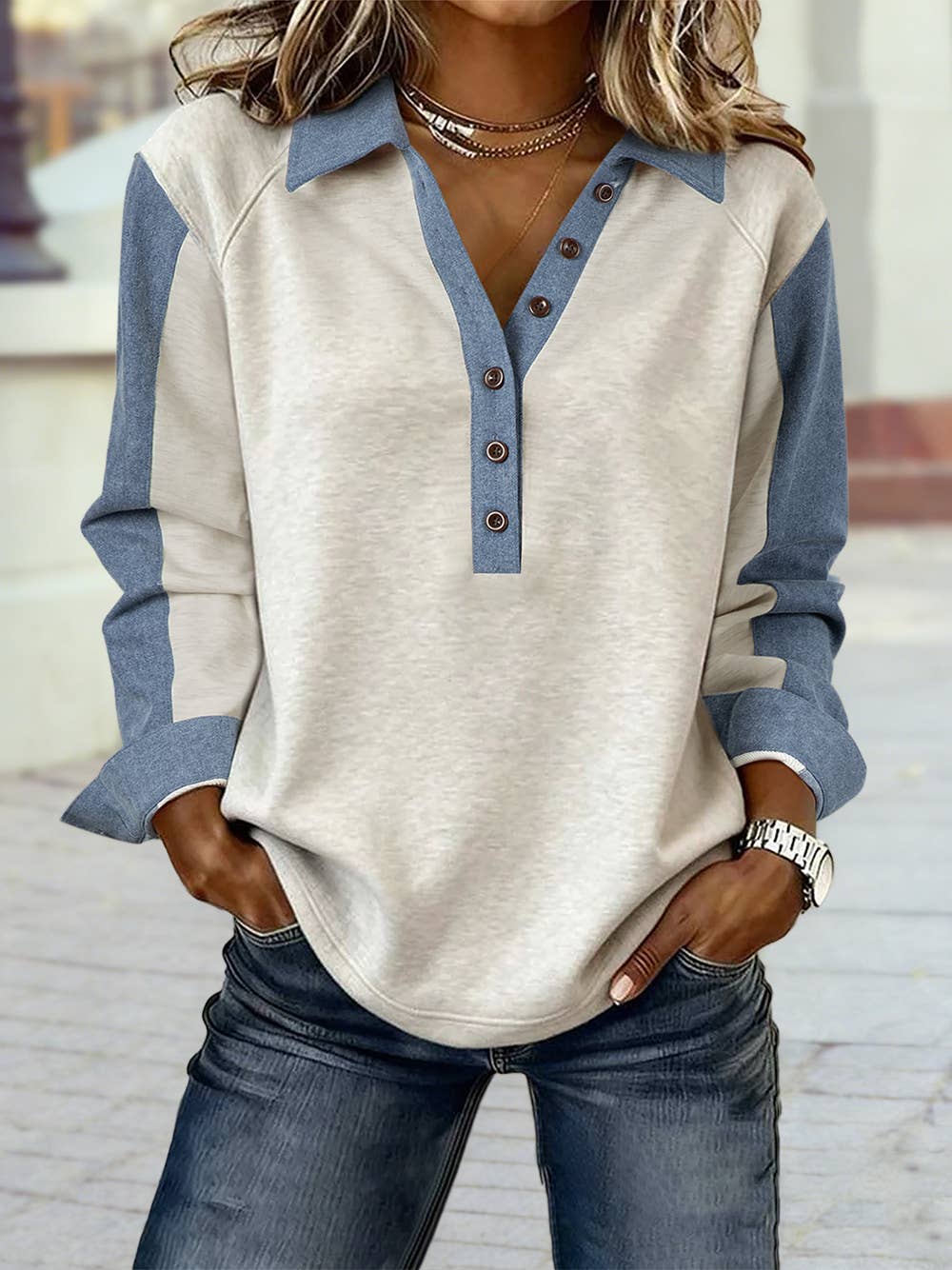 Denim Patchwork Top