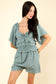 VERY J - NP70350-Sweetheart Neckline Casual Solid Woven Romper: RUST / S-M-L/2-2-2
