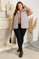 PRETTY BASH - Plus Size Stripe Quilted Snap Button Vest: Brown Stripe / 3X