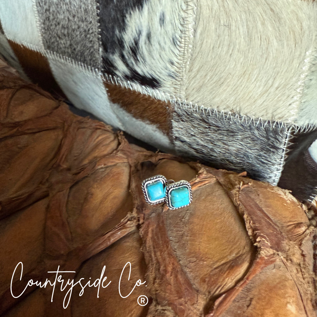 Countryside Co. - Turquoise Square Stud  Earrings