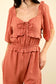 VERY J - NP70350-Sweetheart Neckline Casual Solid Woven Romper: RUST / S-M-L/2-2-2