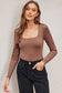Soft Square Neck Bodysuit: MOCHA