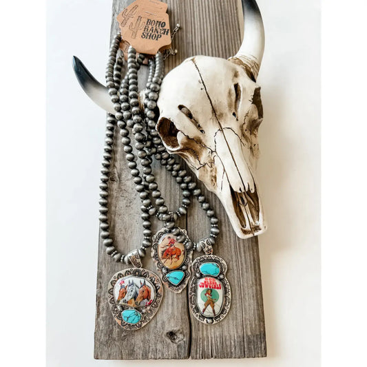 Navajo Style Pearl: COWBOY ON HORSE