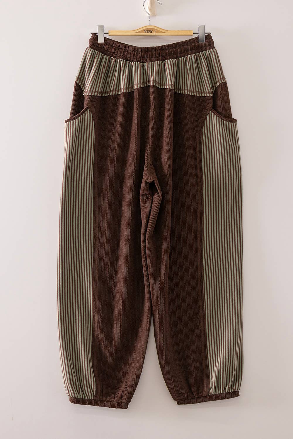 Chocolate Striped Panel Jogger Pants