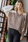 7th Ray - Animal Print V Neck Pullover Top T5777: Chestnut / L