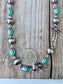 Navajo Style Pearl Stone Coquette Bow Necklace: Purple