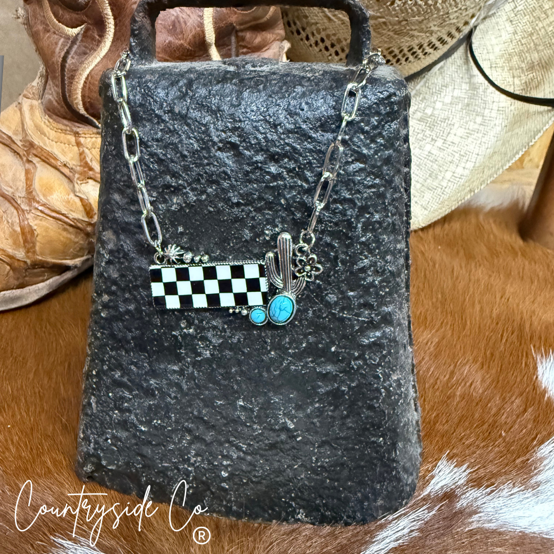 Countryside Co. - Cactus Checkered Bar Necklace