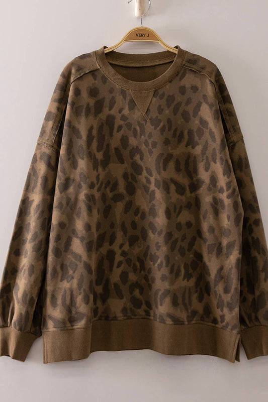 Plus Mocha Printed Sweatshirt