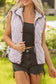 PRETTY BASH - Stripe Contrast Trim Snap Button Collared Vest: Brown Stripe / M