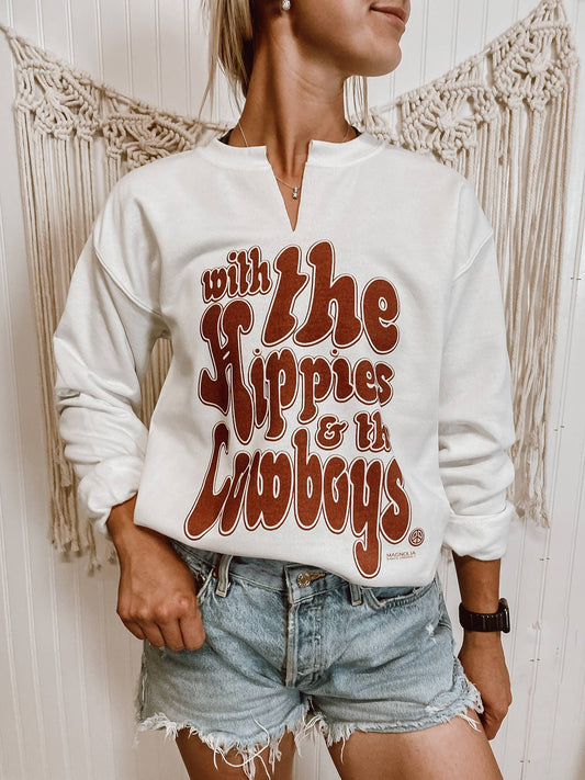 Hippies & Cowboys V Neck Sweatshirt