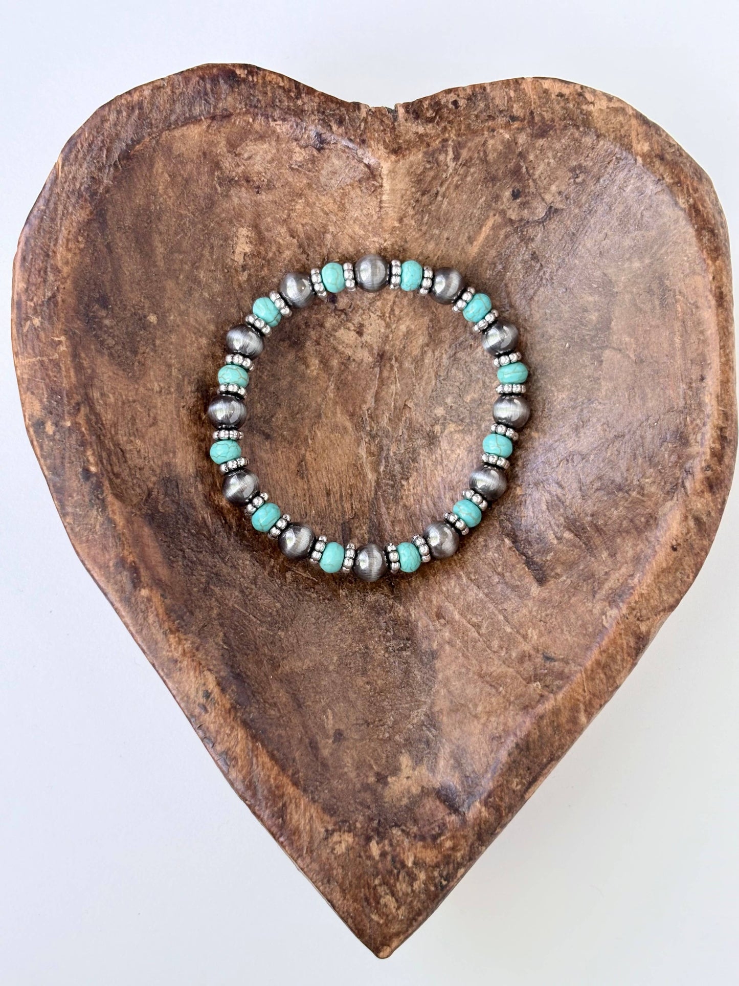 Boho Ranch Shop - Western Style Navajo Pearl & Turquoise Stone Beaded Bracelet