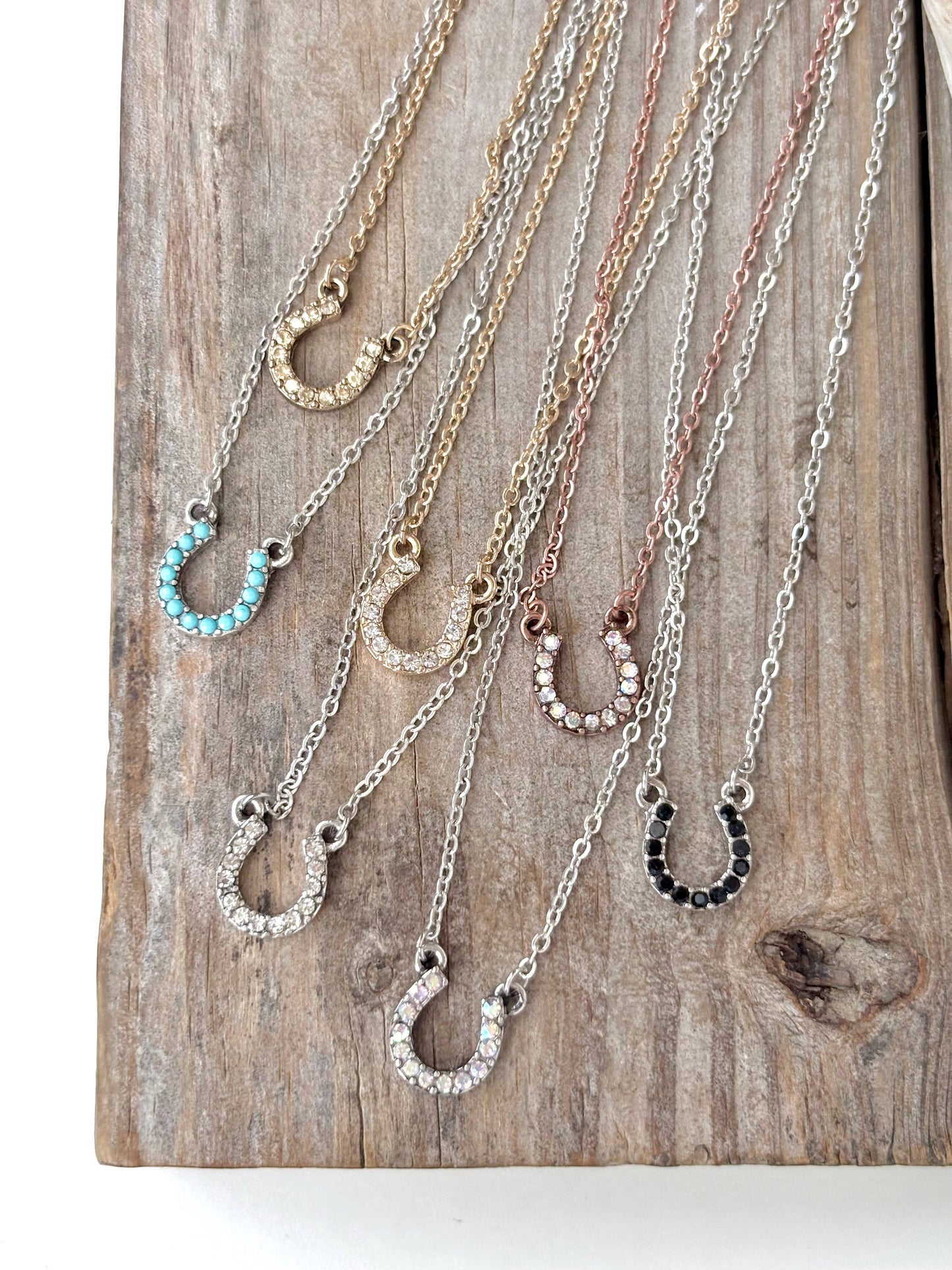 Boho Ranch Shop - Dainty Rhinestone Horseshoe Pendant Necklace: 5