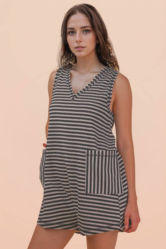 Striped Knit Casual Comfy Romper